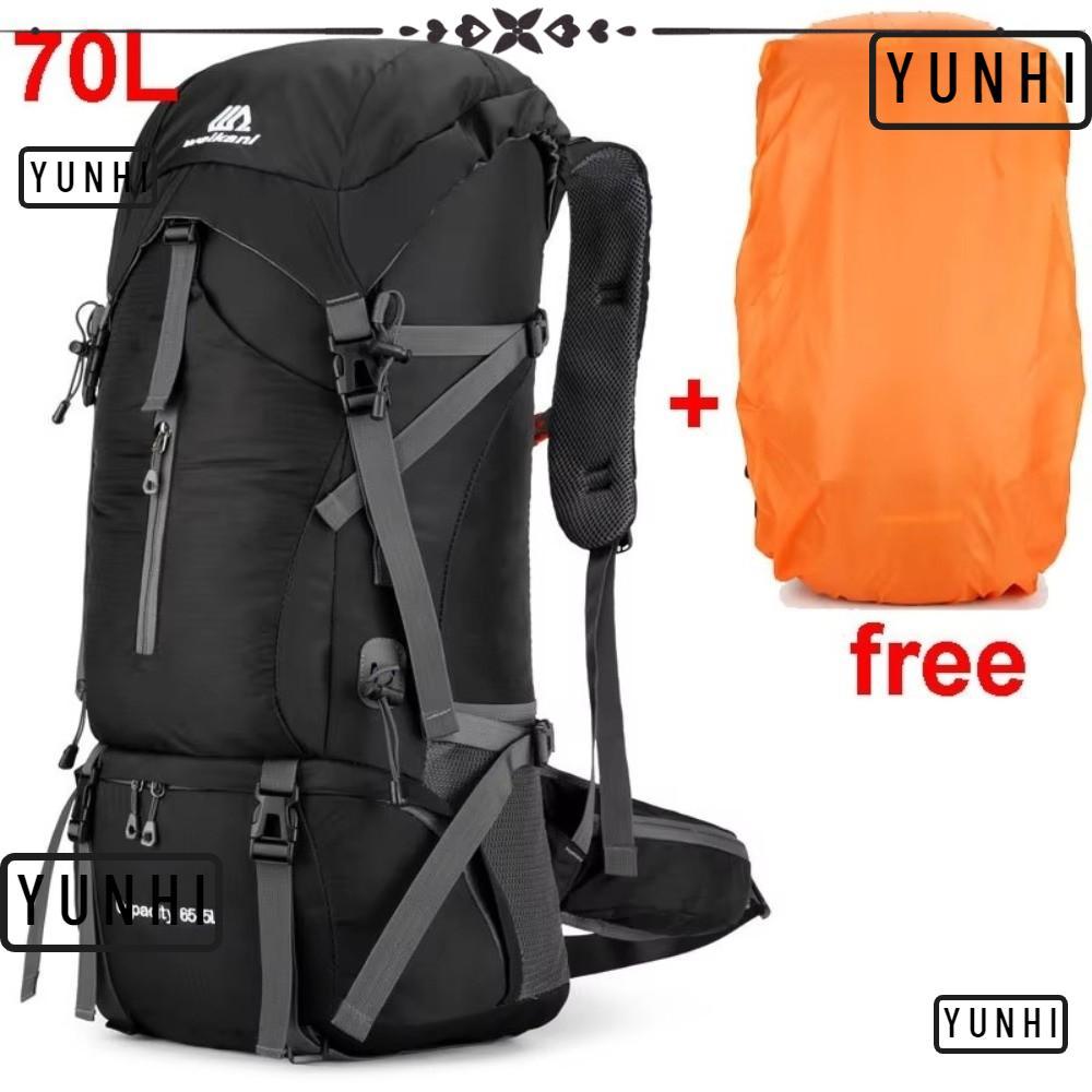 YUNHI Travel Rucksack, 70L ความจุขนาดใหญ่กระเป๋าเป้สะพายหลัง,มือถือระบายอากาศอเนกประสงค์ Duffle กระเ