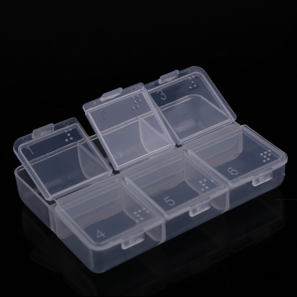 6 เซลล์ Braille Pill Case Moistureproof Tablet Pill Storage Case สําหรับยา