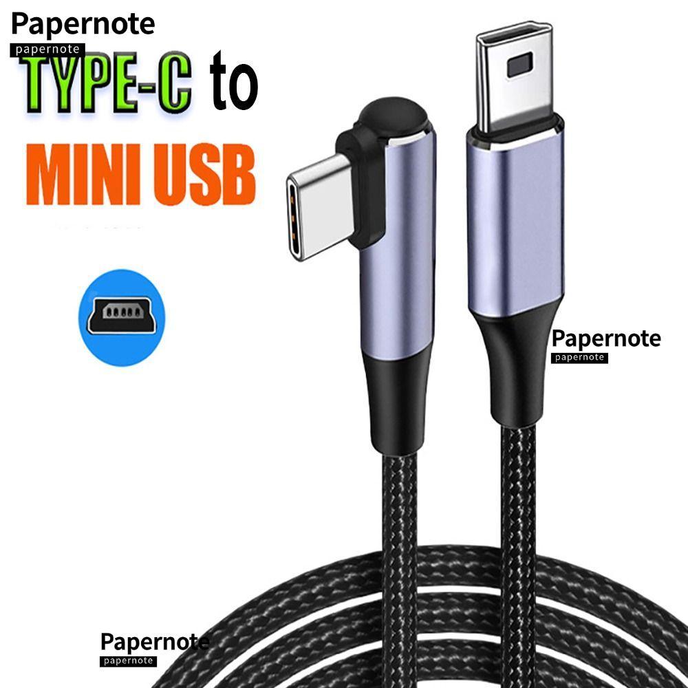 PAPERNOTE สาย USB-C ถึง Mini 5 พิน, กล้องดิจิตอล MP3 เครื่องเล่น MP4 USB Type C ถึง Mini USB, 90 องศ