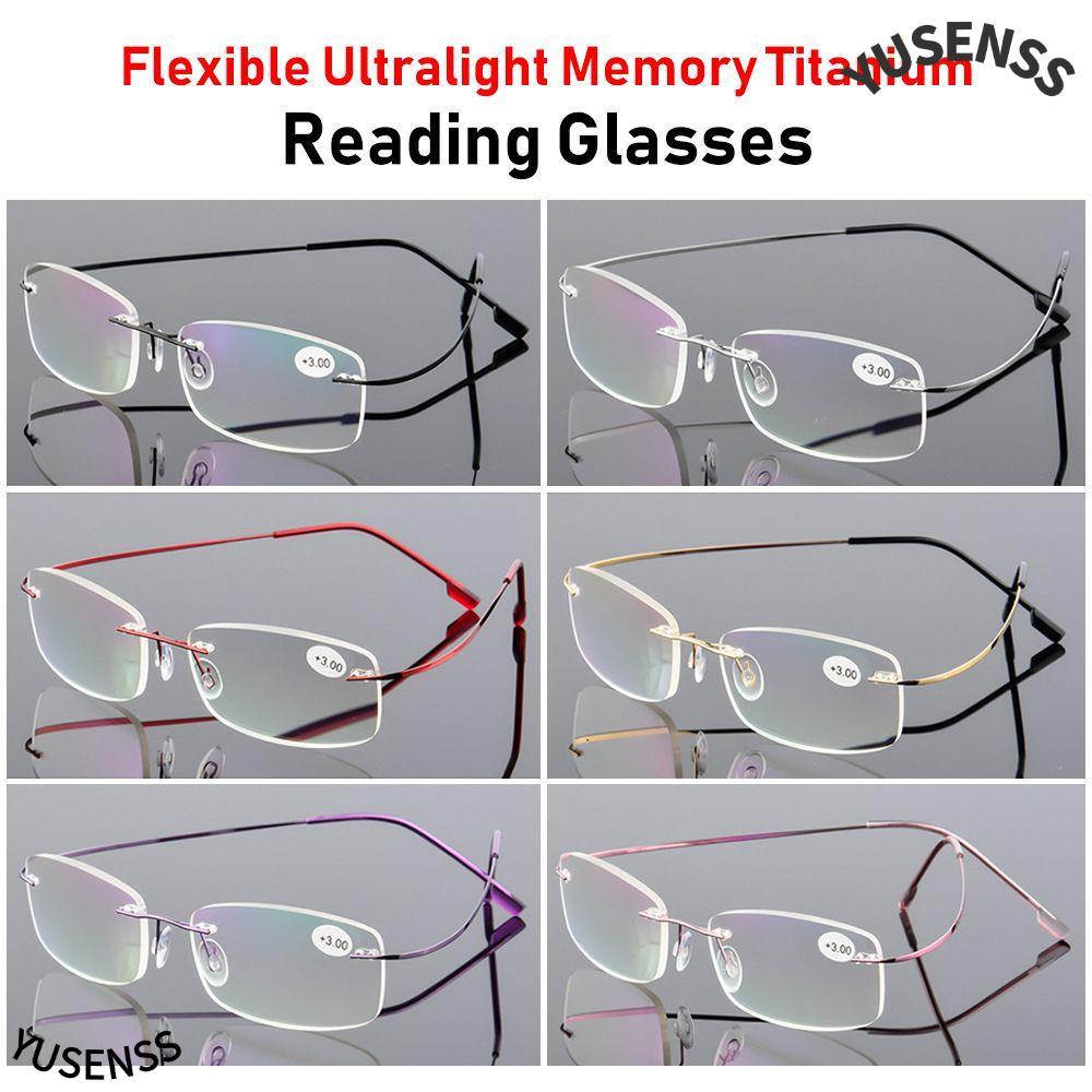 YUSEN Memory Titanium Strength +1.0~+4.0 Ultralight Vision Care Rimless