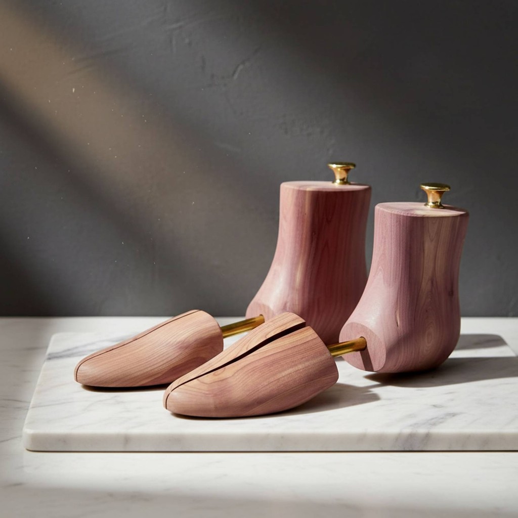 Cedar Boot Tree Contoured Shoe Tree พร้อมแท่งโลหะ Shaper การกําจัดกลิ่นดูดซับความชื้นสําหรับการจัดเก