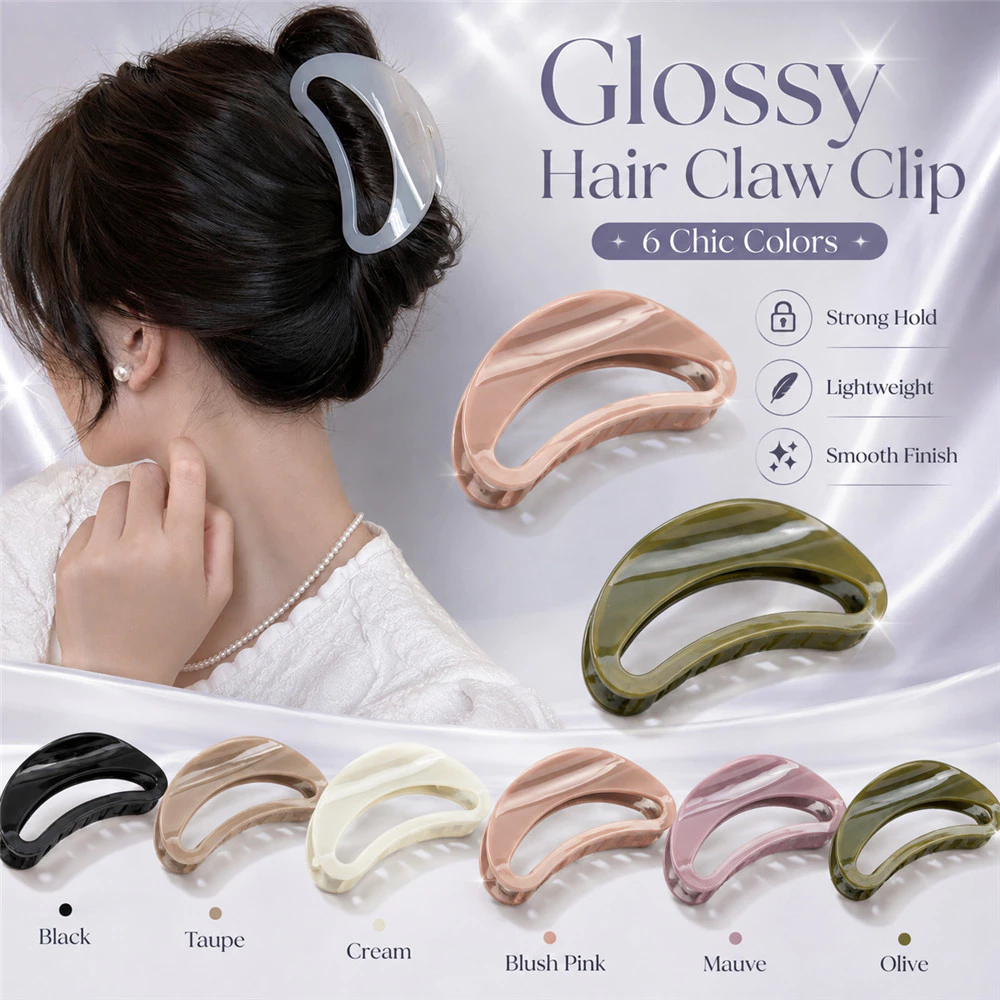 เกาหลีเยลลี ่ สีขนาดใหญ ่ Crescent กลับช ้ อนกระทะผม Shark คลิปเครื ่ องประดับผมสาว