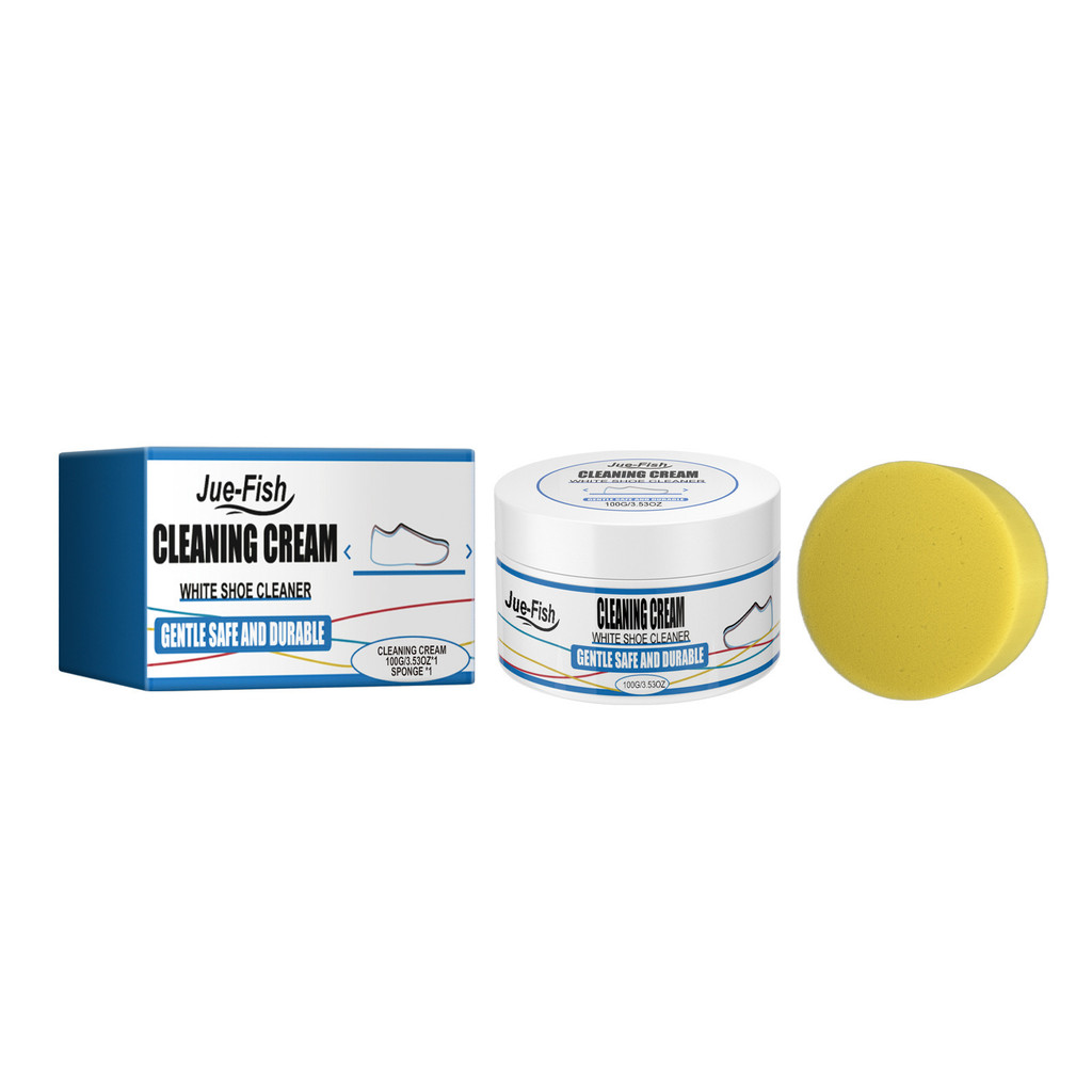 [ขายดี] JUE FISH White Shoes Cleaning Cream Daily White Shoes Sports Shoes Clear Dirt Glossy Cleanin