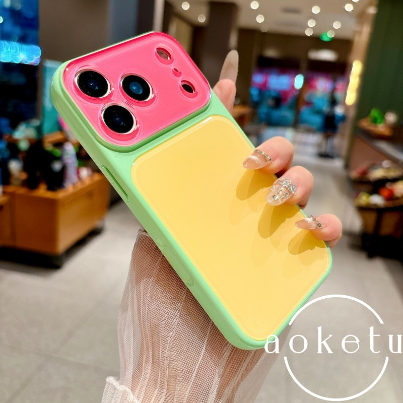 ฤดูร้อน โดปามีน ตัดกันเคสโทรศัพท์อะคริลิคหน้าต่างขนาดใหญ่เหมาะสําหรับ ไอโฟน 14 15 16 17 มือโปร สูงสุด รวมทุกอย่างเคสซิลิโคนป้องกันการตก