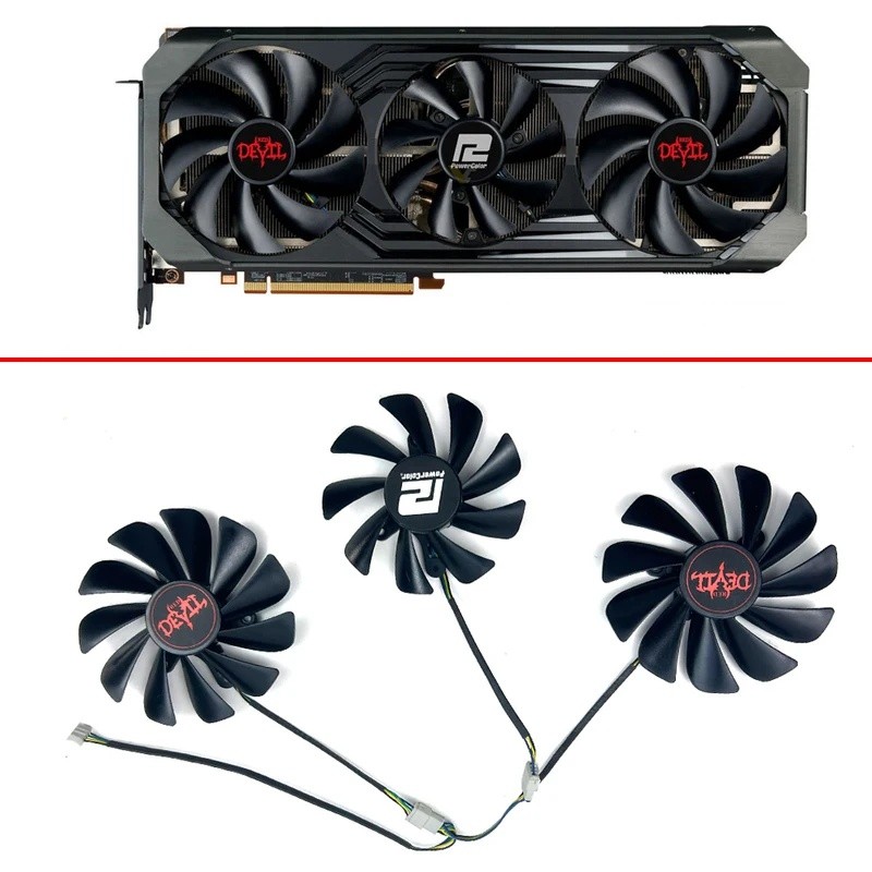 * DIY พัดลมระบายความร้อนสําหรับ POWERCOLOR Radeon RX6700XT 6750 6750XT 6800XT 6900XT 6950XT Red Devi