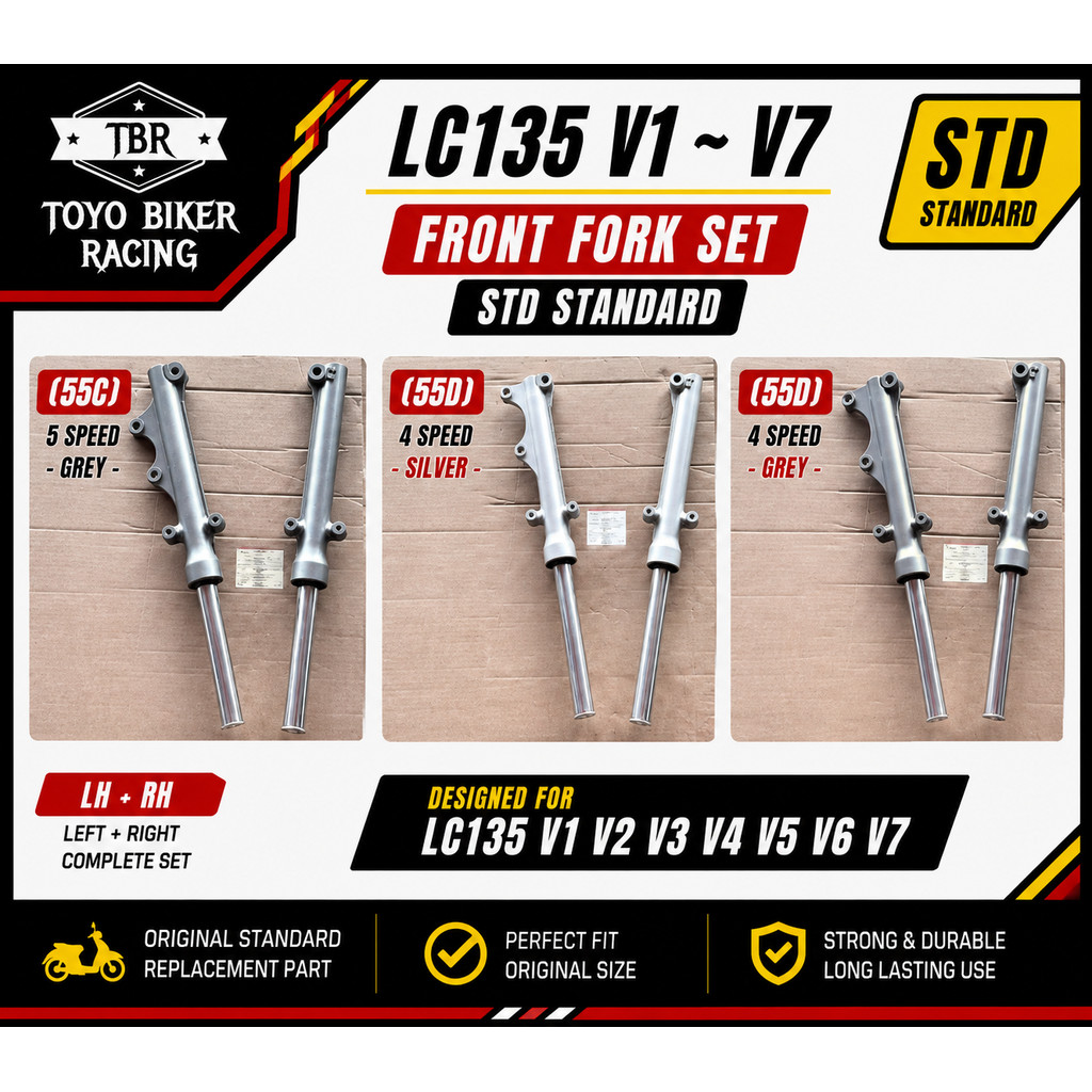 55C / 55D - ชุดส้อมหน้า LC135 135LC LC 4S 5S 4 5 ความเร็ว V1 V2 V3 V4 V5 V6 V7 Damper Depan Absober 