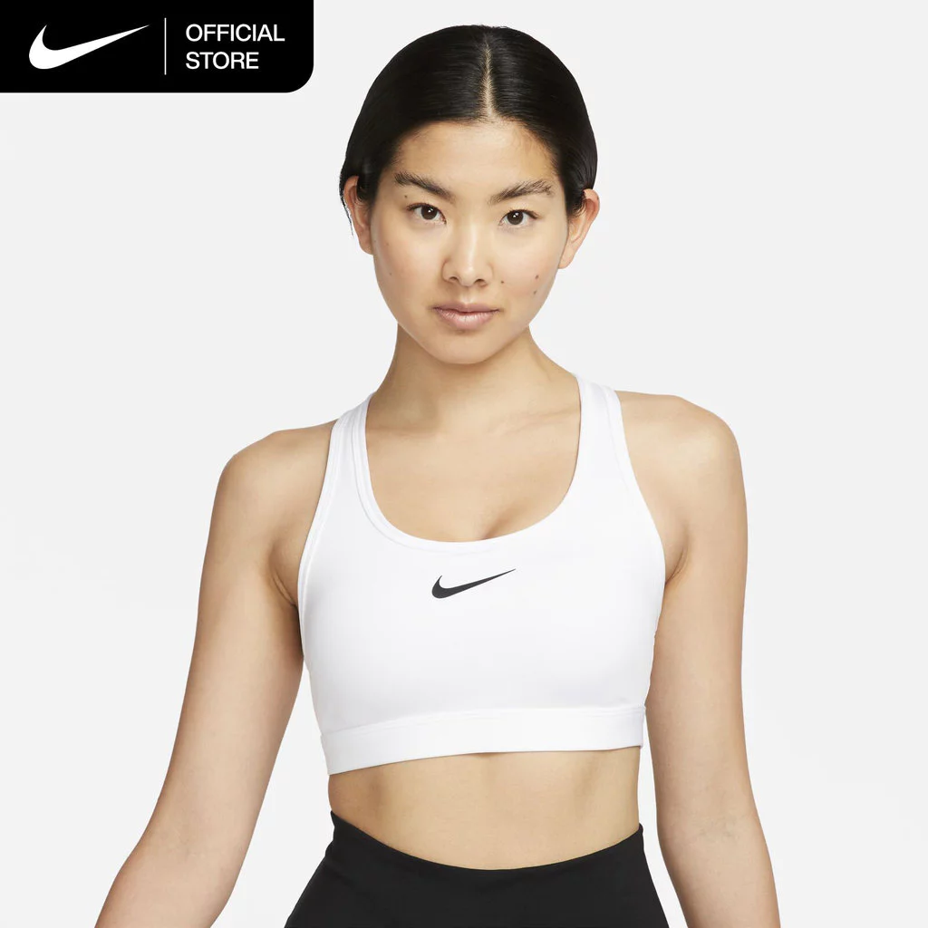 Nike Women's Swoosh Medium Support Padded Sports Bra - White [DX6822-100]