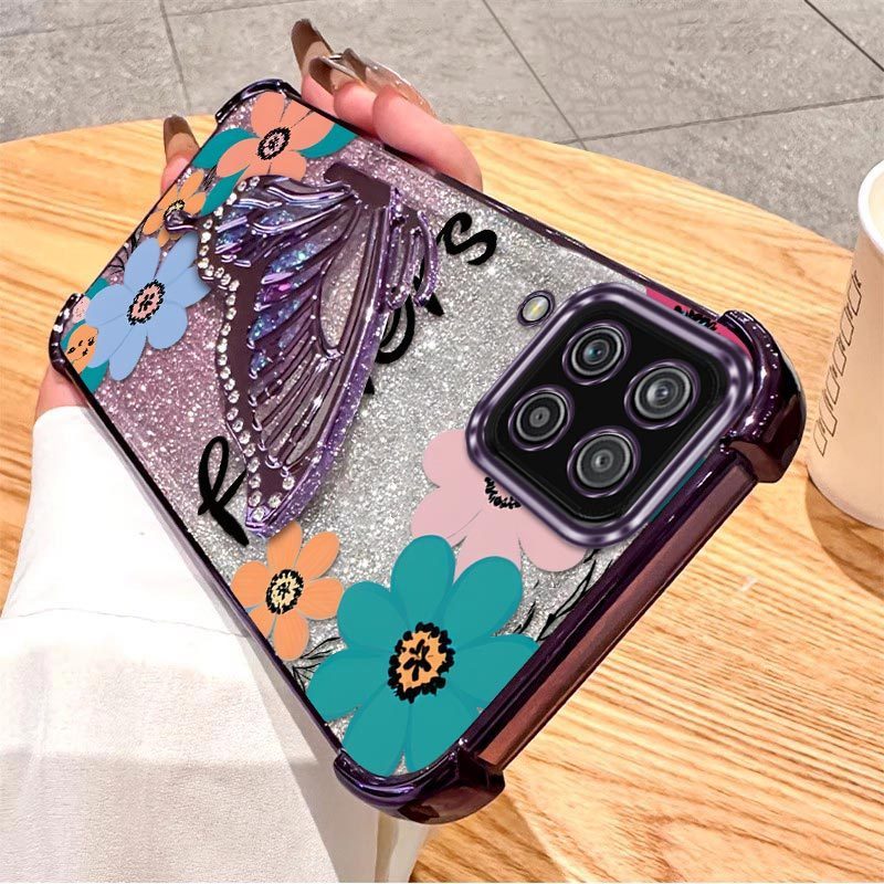 3 ชิ้น ( ดอกไม้ทั้งหมด Colourso เคสโทรศัพท์ + Lanyard + ขาตั้งผีเสื้อ) มีสไตล์เหมาะสําหรับ Galaxy A2