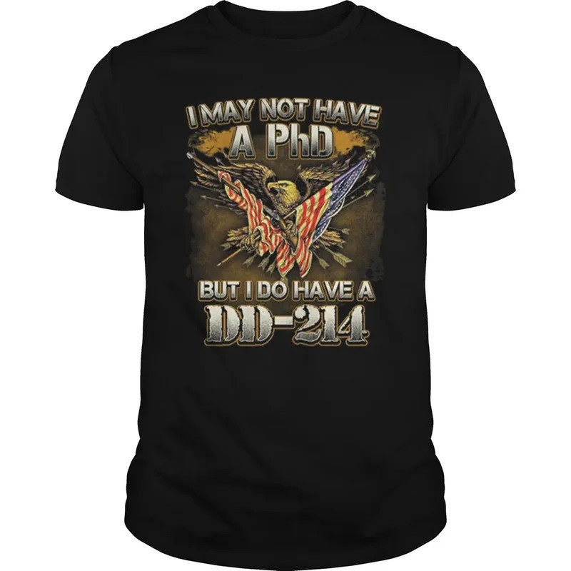 SAYA ไม่มีดีกรี แต่ผม DD-214 เสื้อยืดคอกลมทหารผ่านศึก แขนสั้น,