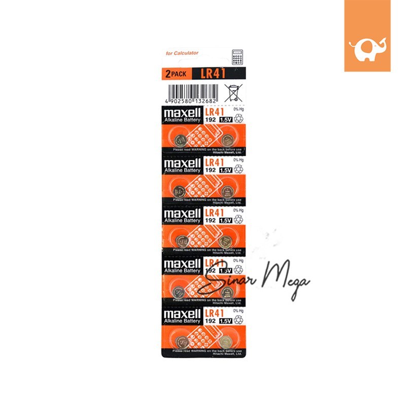 Maxell LR41 1.5V เครื่องคิดเลขแบตเตอรี่อัลคาไลน์ LR 41 เครื่องคิดเลขคุณภาพ