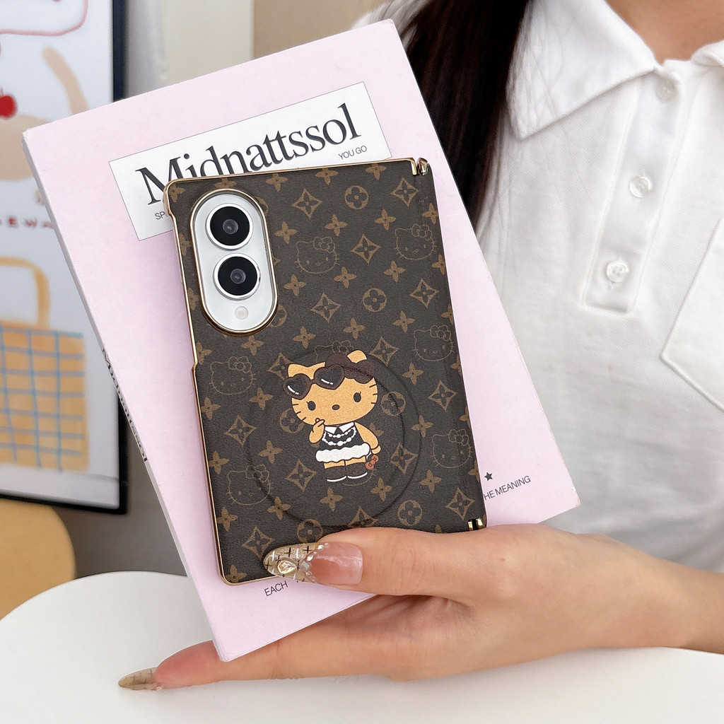 New style ย้อนยุค ชื่อย่อ Kitty Cat Magnetic holder เคส สำหรับ Samsung Galaxy Fold8 Wide Case ชุดสามชิ้นที่ถอดออกได้รวมทุกอย่าง แกนกลางแม่เหล็ก ป้องกันการตก พลิกปก เคส