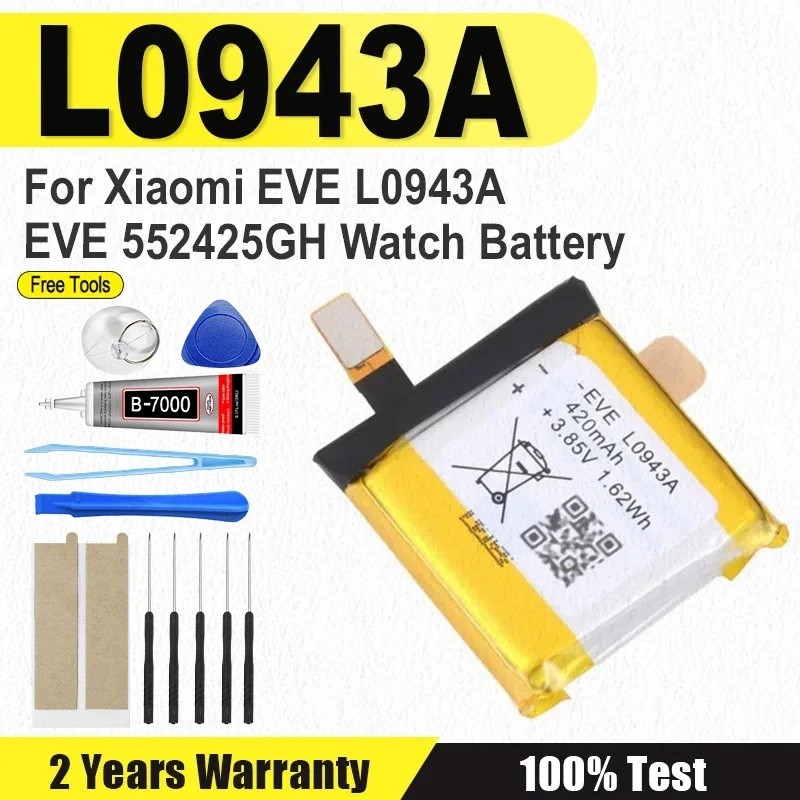 แบตเตอรี่ EVE-552425GH L0943A 420mAh สําหรับ Xiaomi EVE L0943A แบตเตอรี่นาฬิกา + เครื่องมือฟรี