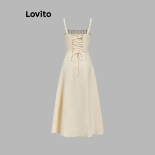 Lovito x Poppy สง่างาม ชุดเดรสผูกหน้าหลังสุดหรูหรา เดรสฤดูร้อนสำหรับผู้หญิง เดรสเที่ยวเขา L74ED185