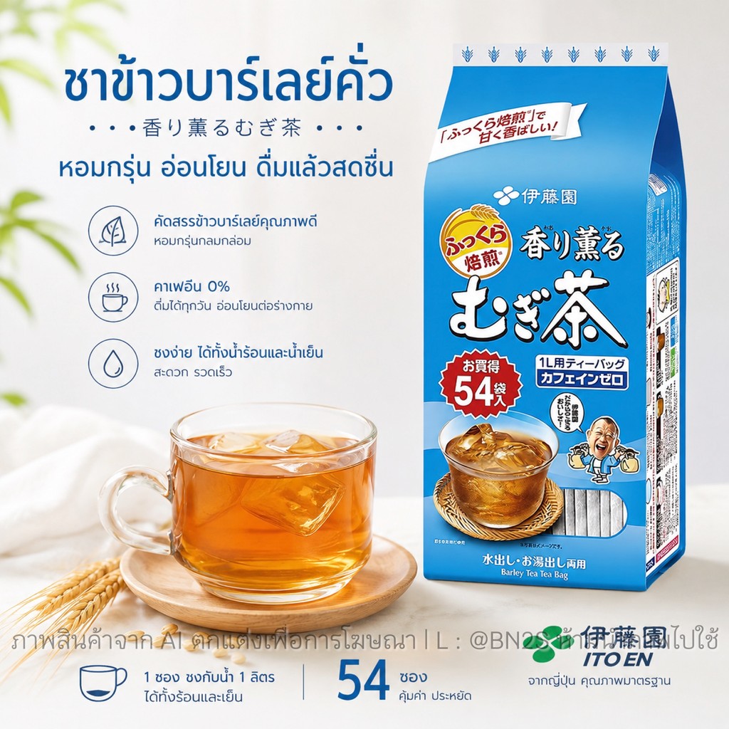 พร้อมส่งในไทย Itoen Mugicha ชาข้าวบาร์เลย์ญี่ปุ่น บำรุงร่างกาย ดื่มง่ายสบายท้อง 54 ถุง หอม อร่อย ได้