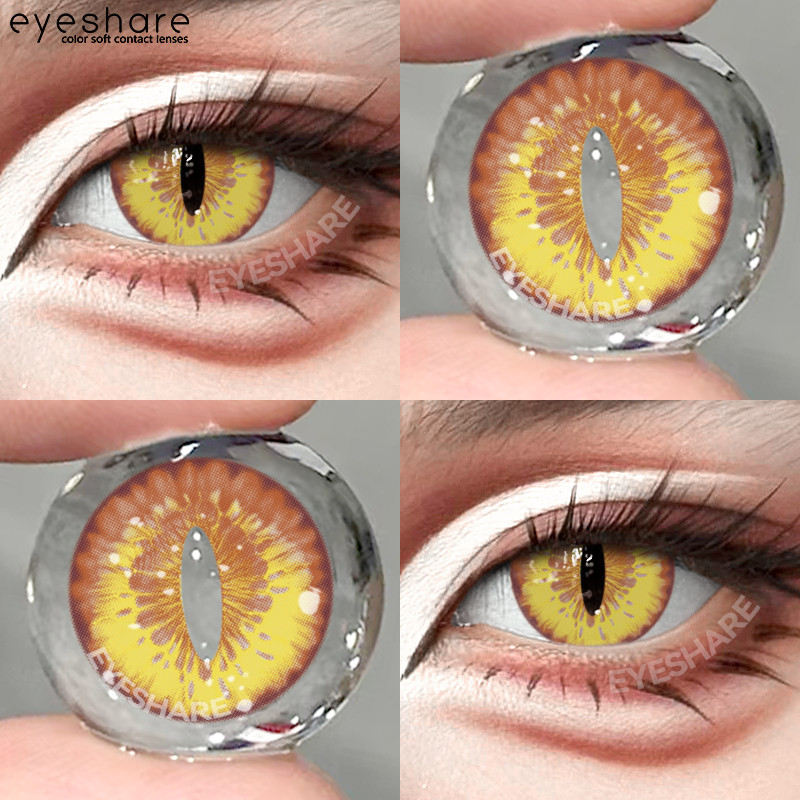 Eyeshare คอนแทคเลนส์สี SPIRITEYE 1 คู่ฮาโลวีน Evil Eye Gold Cat Eye คอสเพลย์คอนแทคเลนส์แต่งหน้า