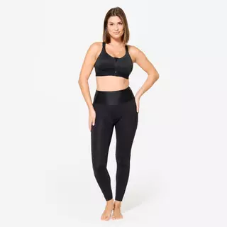Decathlon Women'S High Support Zipped Sports Bra With Cups สปอร์ตบราแบบมีซิปสำหรับคาร์ดิโอ รุ่น 900 - Black