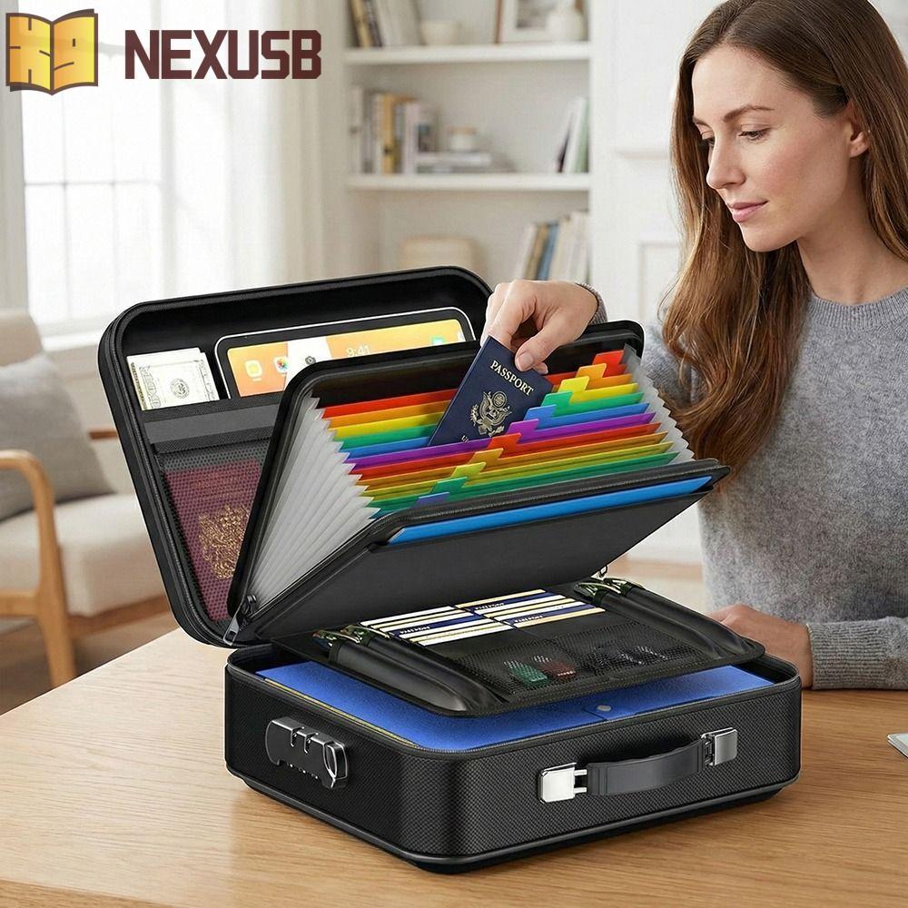 กล่องแฟ้มทนไฟ NEXUSBEAM, ถุงรักษาความปลอดภัยไฟล์กันน้ําทนไฟ, การออกแบบเปลือกแข็งมัลติฟังก์ชั่นทนต่อการสึกหรอโฟลเดอร์ไฟล์หีบเพลงเคสปลอดภัยแบบพกพาใช้ในบ้าน