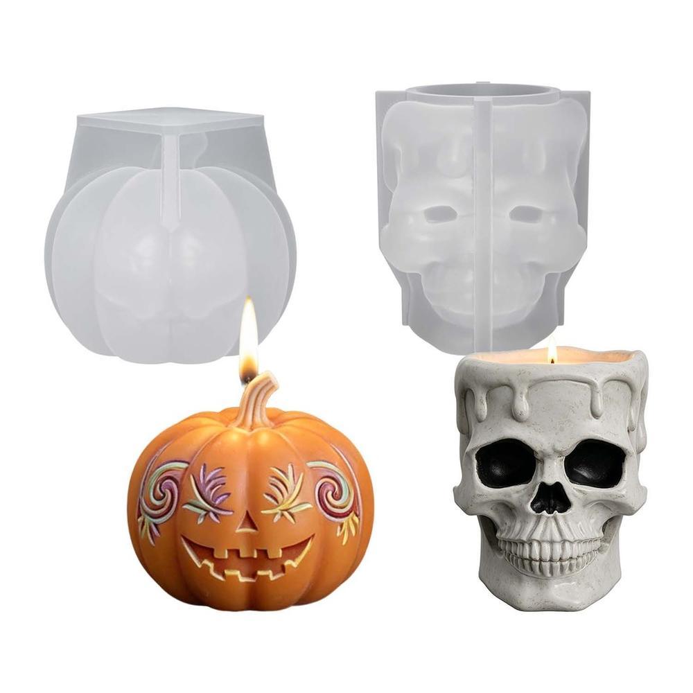 ฮาโลวีน 3D Skull Dripping เทียนแม่พิมพ์ซิลิโคนรูปแบบตลกฟักทอง Jack-o-lantern เทียนทํา Mould Handmade