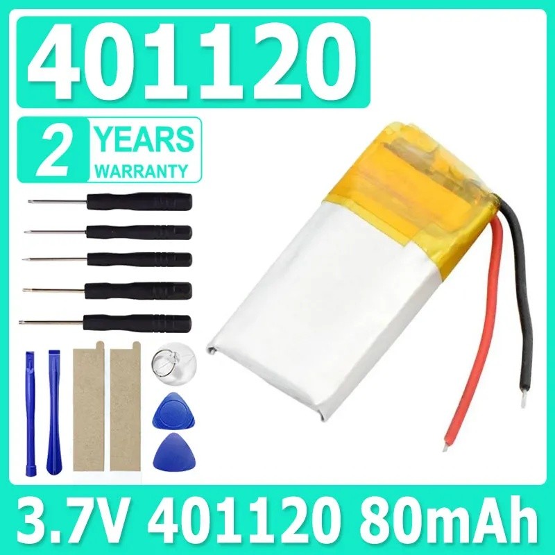 3.7V ลิโพเซลล์ 401120 80mah แบตเตอรี่ลิเธียมโพลิเมอร์แบบชาร์จไฟได้สําหรับ MP3 MP4 GPS ลําโพงบลูทูธชุ