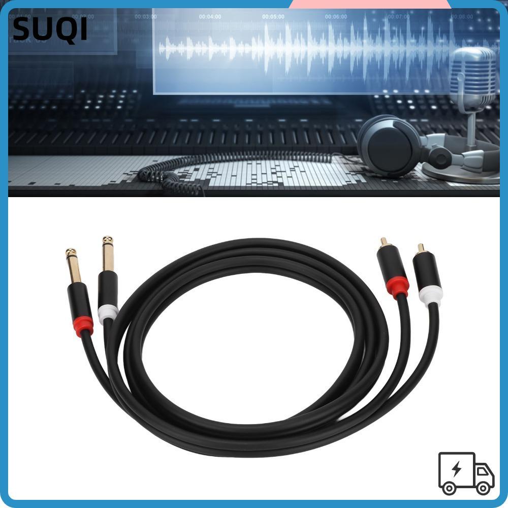 SUQI Dual 1/4 TS to Dual RCA Cable, Gold Plated 1.5m / 4.9ft 6.35mm 2 พอร์ต RCA ถึง 2 TS Port Cable,