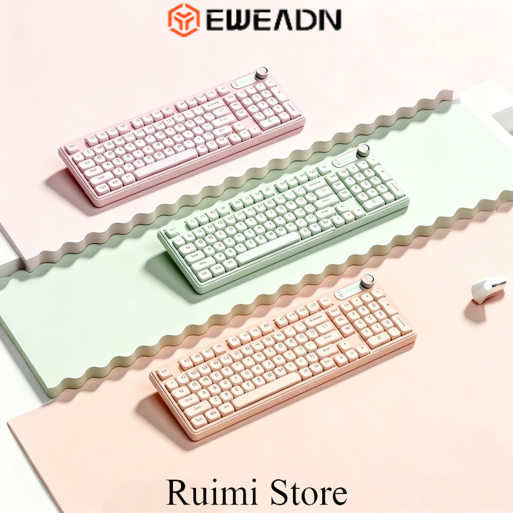 EWEADN V102 Air Dual-Mode Gaming Keyboard 98 คีย์พร้อมจอแสดงผลอัจฉริยะ & Media Knob เงียบ RGB Backli