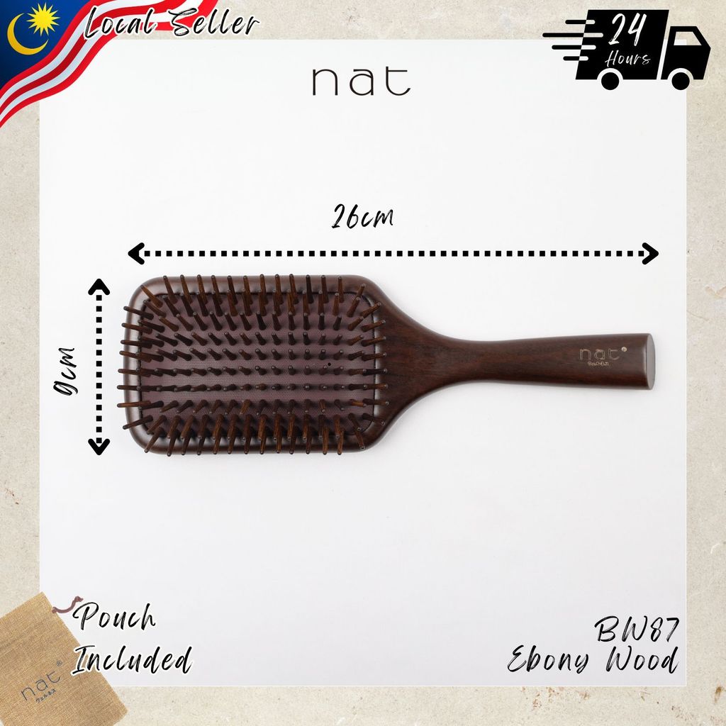 NAT Natural Luxury Ebony Wood สําหรับแปรงผมที่พันกันอ่อนโยน [BW87]