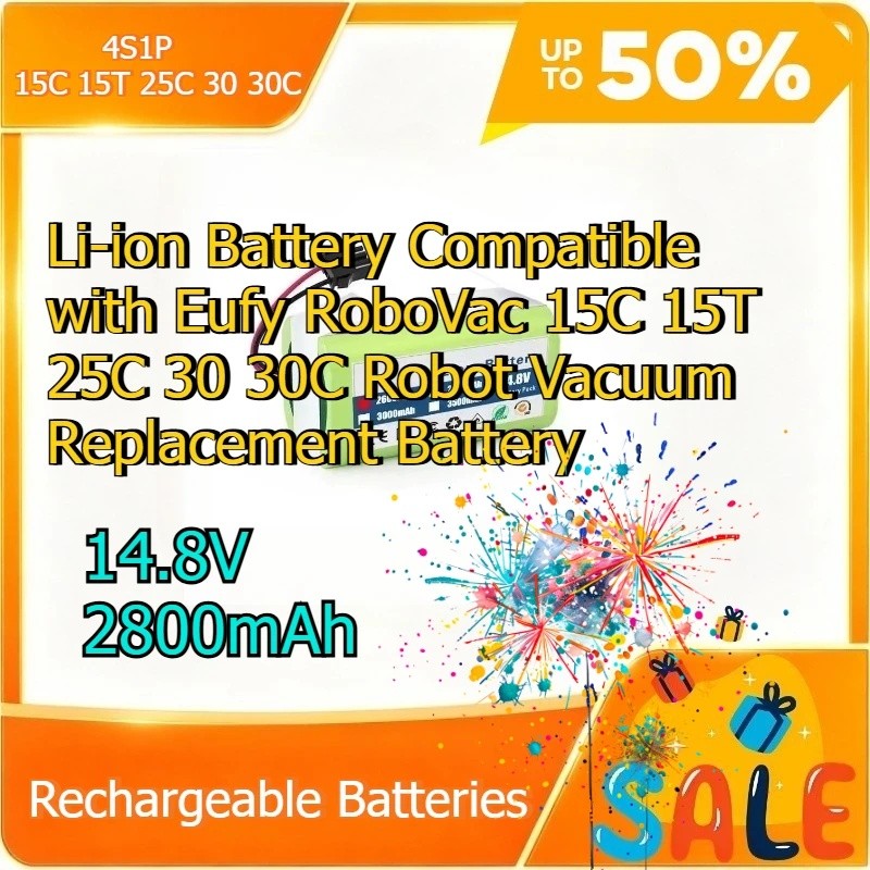 4S1P 14.8V 2800mAh แบตเตอรี่ Li-ion ใช้งานร่วมกับ E ufy RoboVac 15C 15T 25C 30 30C หุ่นยนต์สูญญากาศเ