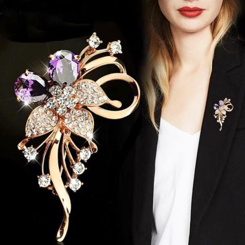 Newwellknownnicedg หรูหราเพทายดอกไม้เข็มกลัดสําหรับผู้หญิง,อเนกประสงค์เงา Corsage ของขวัญแต่งงาน CCD