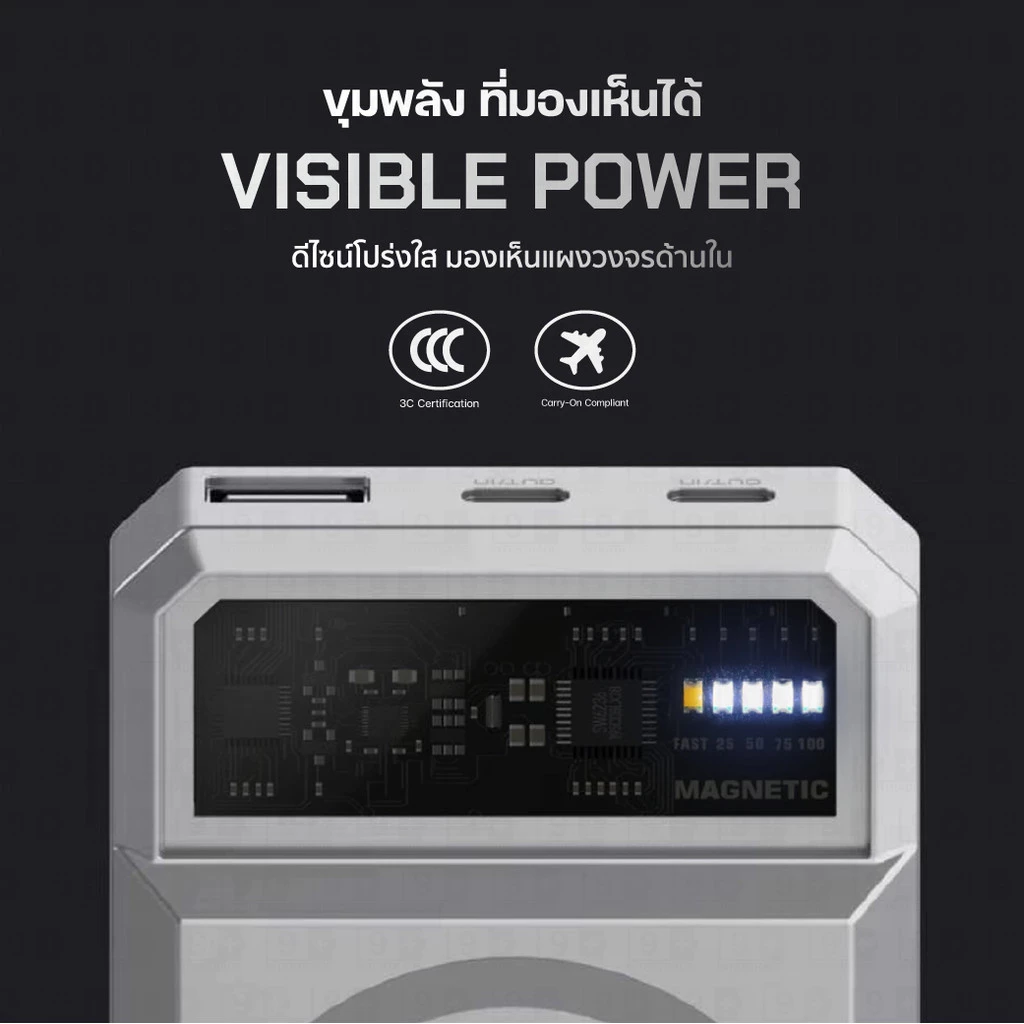 [ส่งเร็ว] Orsen by Eloop EW55 / EW40 CCC แบตสำรอง 20000mAh ชาร์จเร็ว 20W ชาร์จไร้สายแม่เหล็ก 15W Qi2 Power Bank Type C thumbnail 8