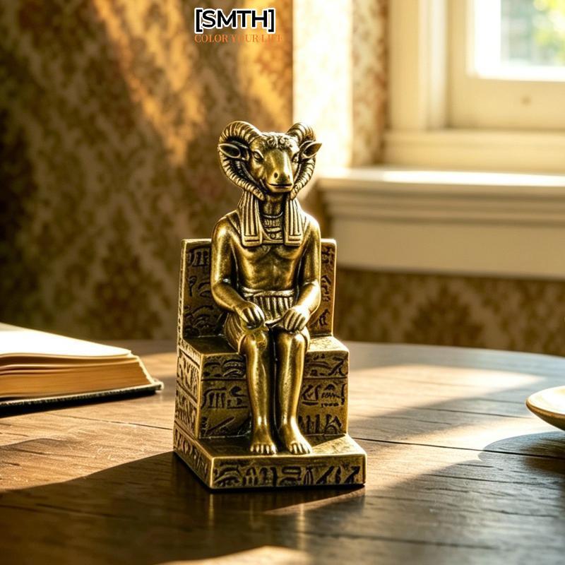 [SMTH] Vintage Egyptian Anubis Ram Khnum Decor รูปปั้นชุด Artisan Made เรซิ่น Figurines Fadeless สีส