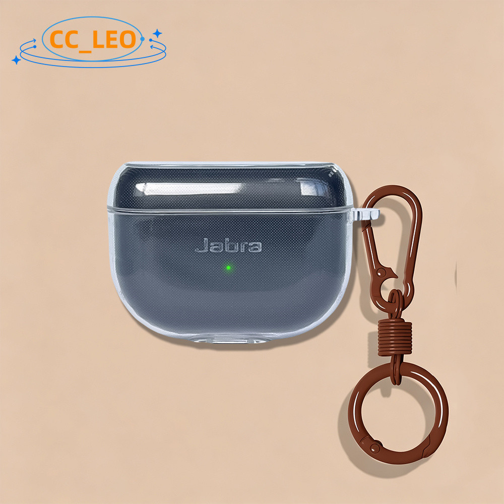 Suitable for Jabra Elite 10 Case Cute Transparent Soft Case with Metal Colorful Finger Ring Pendant 