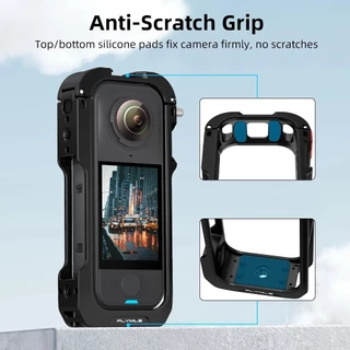 FLYMILE เหมาะสําหรับกล้องพาโนรามา Insta360 X4 Air เคสป้องกันตัวโลหะ, กรอบป้องกันกล้องแอคชั่นและอุปกรณ์เสริมฝาครอบป้องกัน