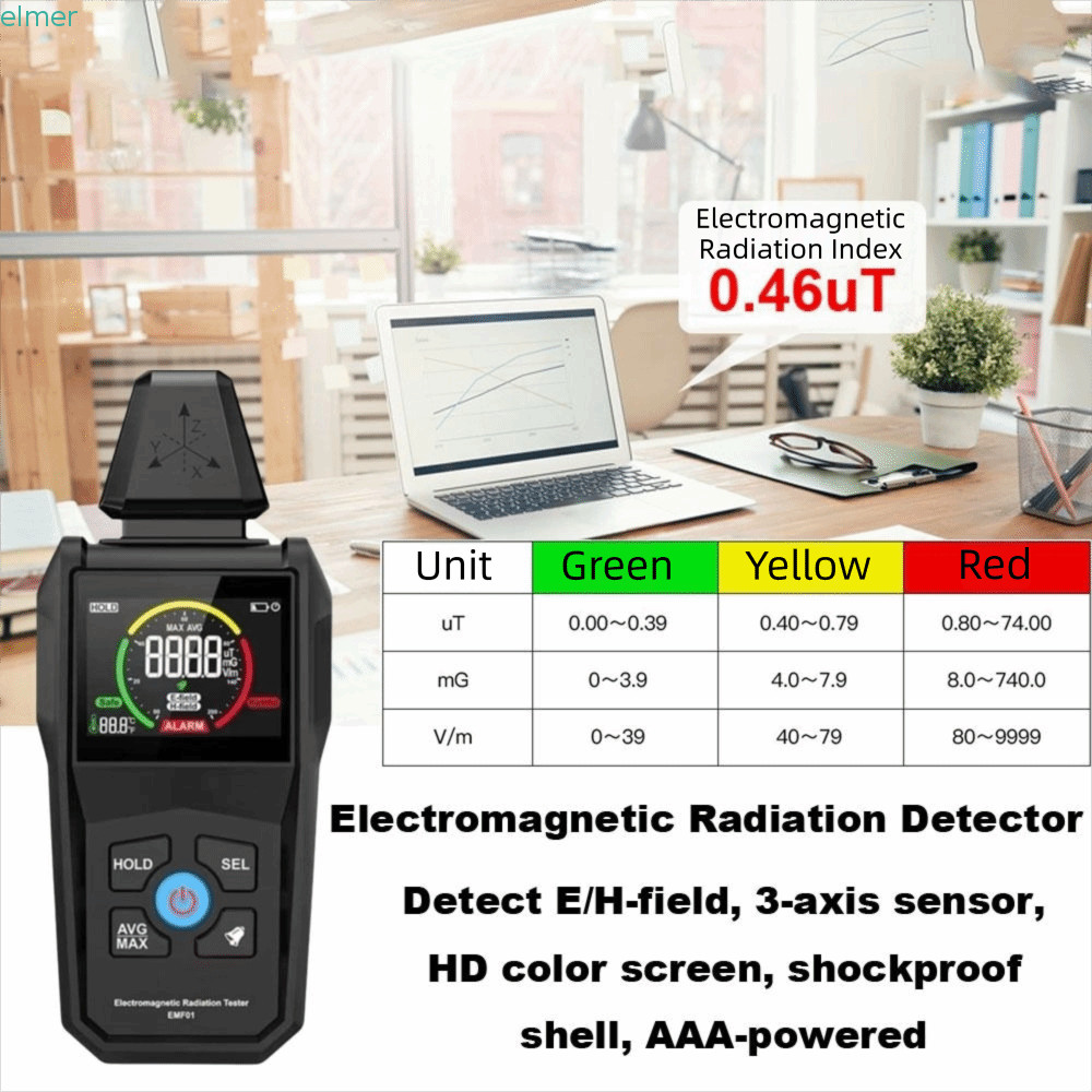 ELMER เครื่องตรวจจับรังสีแม่เหล็กไฟฟ้า, EMF01 ความแม่นยําสูงเครื่องทดสอบรังสีสนามแม่เหล็กไฟฟ้า,แบบพก