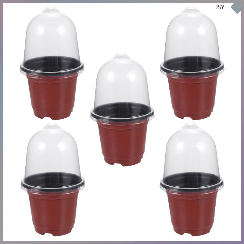 Plants Multi-function Nursery Pot Humidity Dome 5 ชิ้น junshaoyip