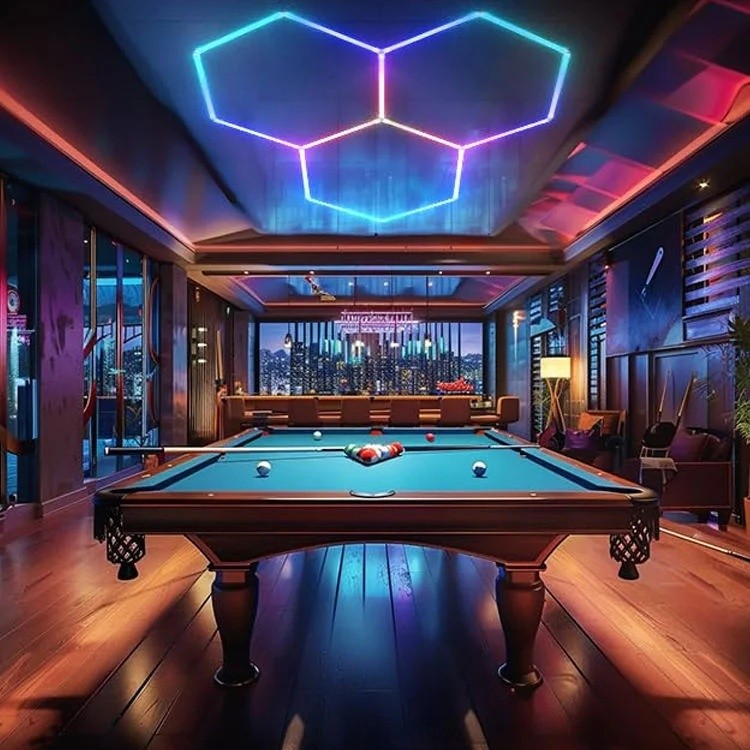 X8UH ยี่ห้อใหม่โมเดิร์น RGB หลอดหกเหลี่ยม 43W High-end Rhythm Led หกเหลี่ยมโรงรถ Gym แสง RGB
