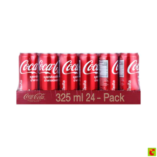 โค้ก น้ำอัดลม รสออริจินัล แบบกระป๋อง 325 มล. x 24 ชิ้น