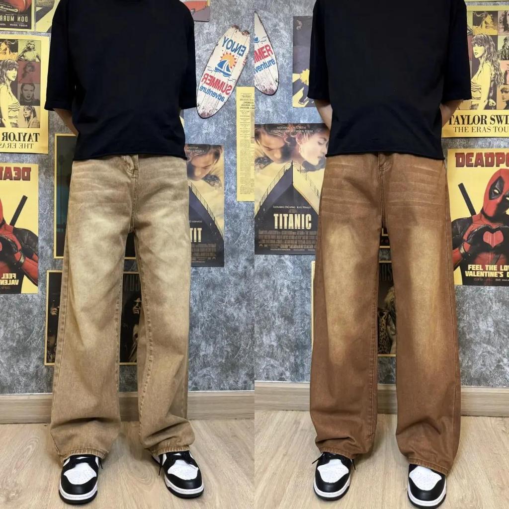 กางเกงยีนส์ขากระบอกตรง ทรง Baggy jeans ผลิตจากผ้ายีนส์แท้คุณภาพสูง ผ้าหนานุ่มสวมใส่สบาย