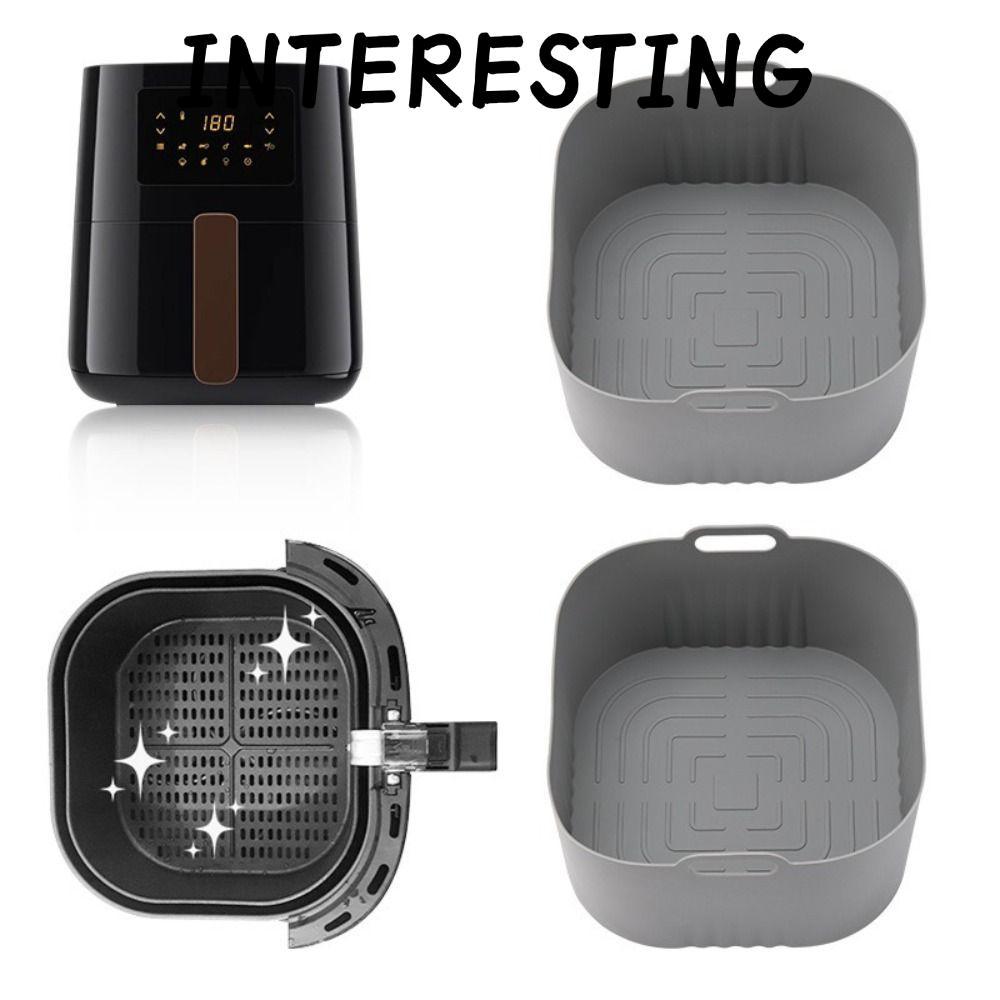 INTERESTING Air Fryer ซิลิโคน Liners, Square Reusable Air Fryer Mould, ถาดอบ 4-5L 17 ซม.Airfryer Lin