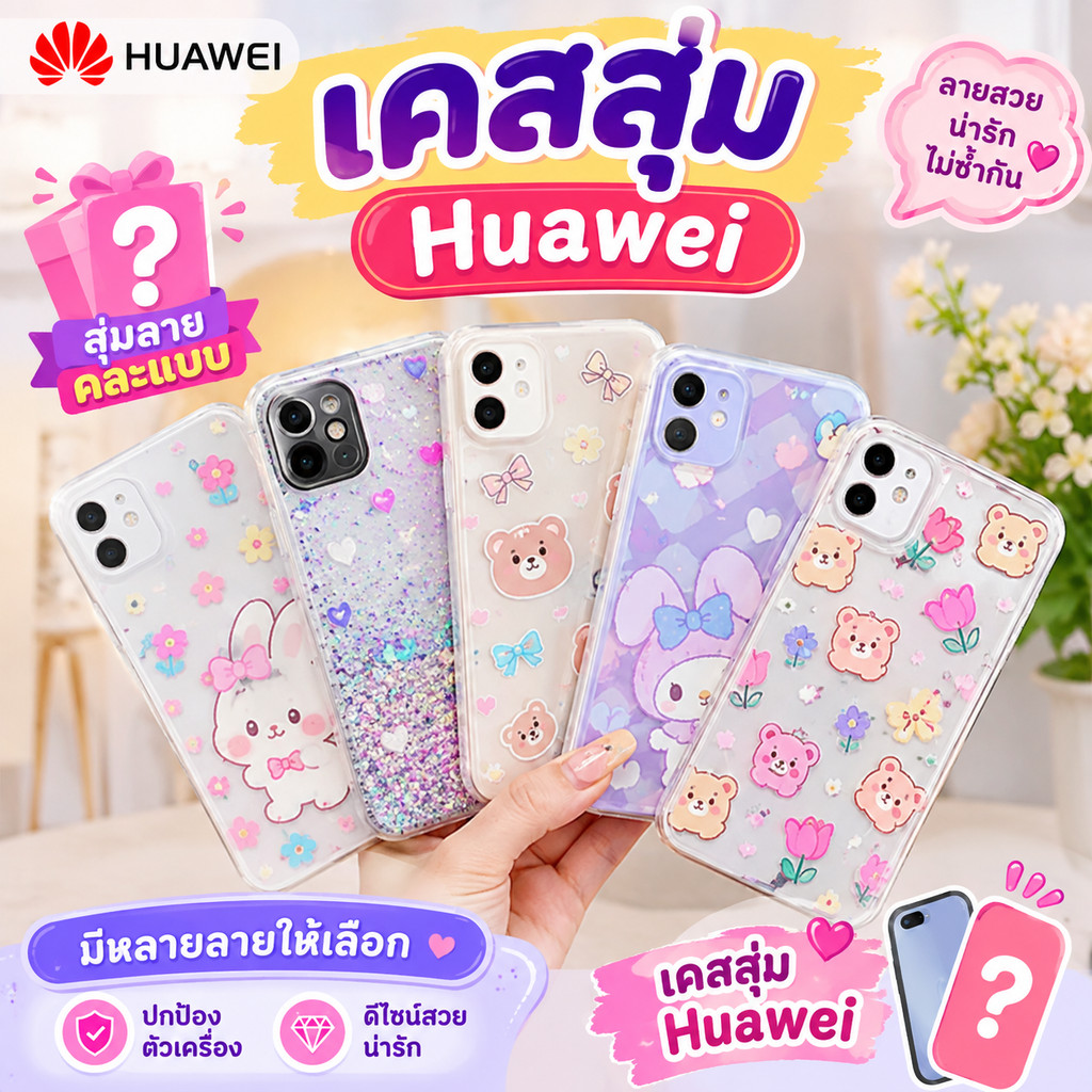 เคสสุ่มลาย รุ่น Huawei  รุ่น Y7 2018 / Y7pro 2018 / Y7 2019 / Y7pro 2018 / Y9 2019 / Y6II #สุ่มHuawe