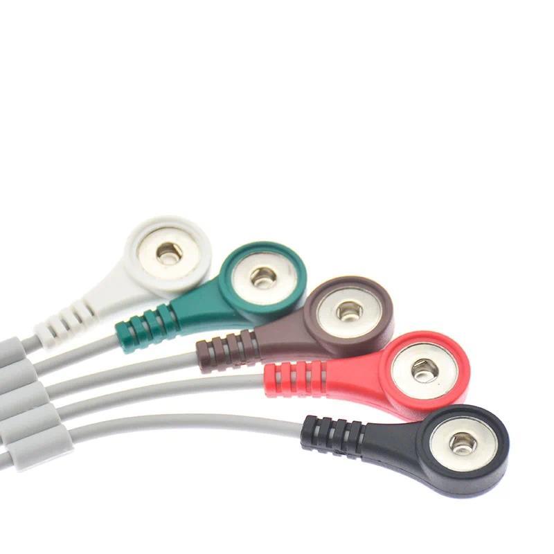 【QJ】General use patient monitor ecg cable 6pin 5 lead ecg wire AHA snap
