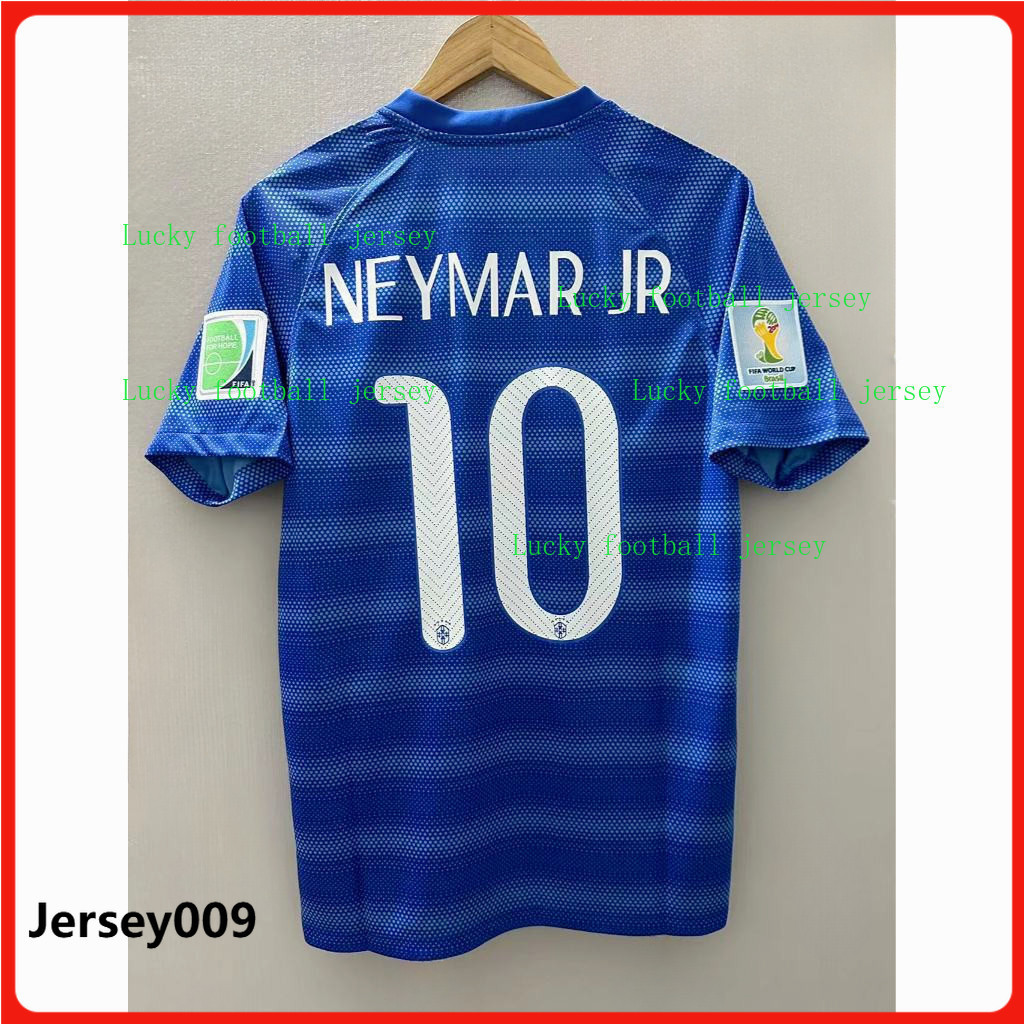 2014 Brazil Away NEYMAR JR T.SILVA Top Retro Football Jersey เสื้อยืดแบบกําหนดเอง HULK MARCELO