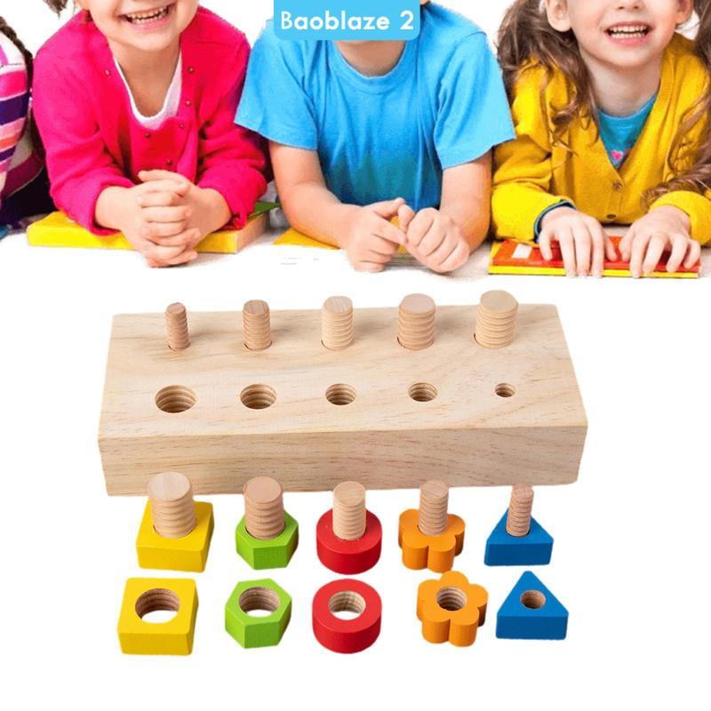 [baoblaze2] Montessori Wood Nuts And Bolts Board Toy สําหรับ 2 ปี + มัลติฟังก์ชั่น