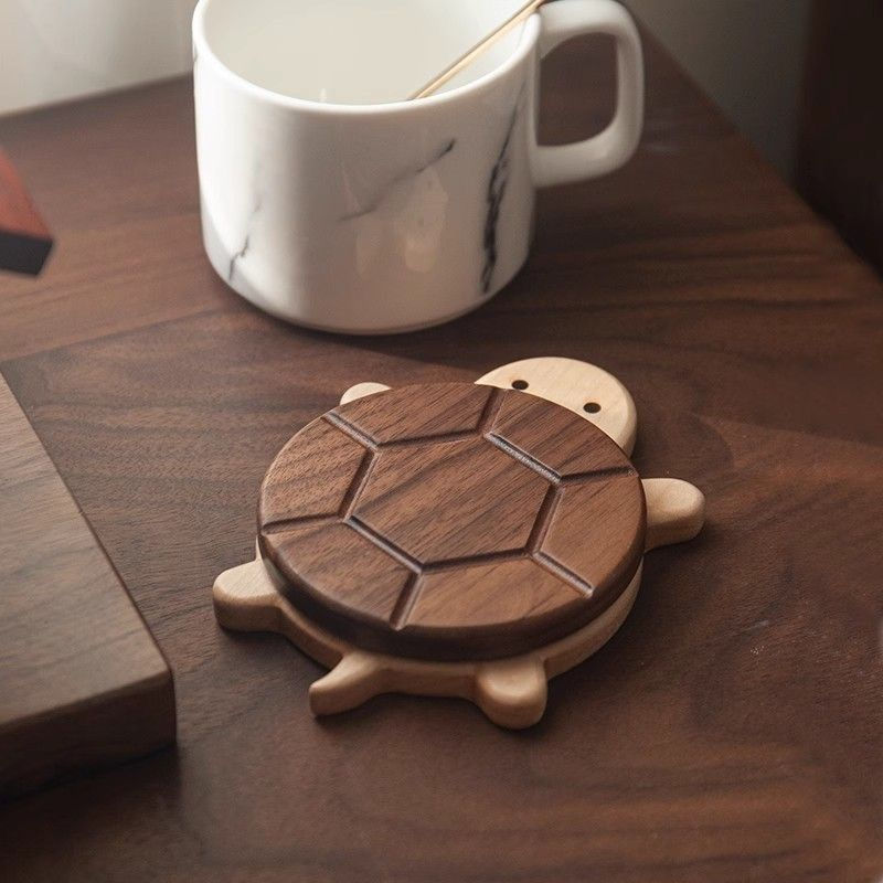 12y Cute new product Insulated coaster set, heat-resistant pad, tea coaster, solid wood tabletop, tu