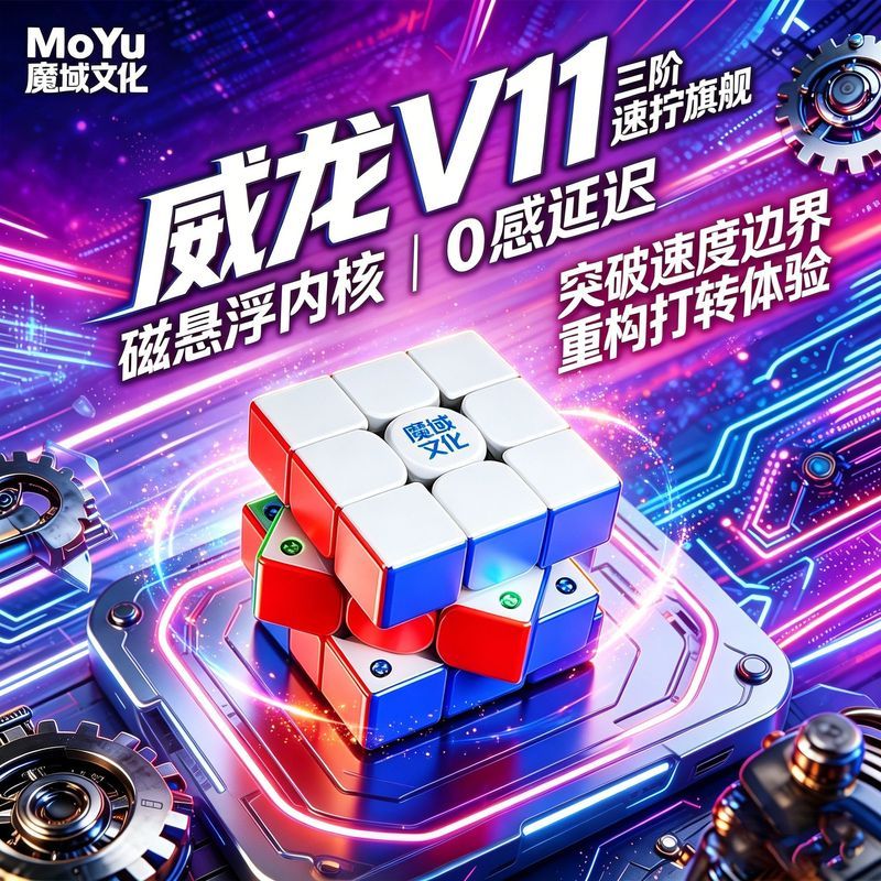 Moyu Culture Veyron WRM V11 Third-Order Magnetic Cube Magnetic Levitation UV Racing Competition ของเ