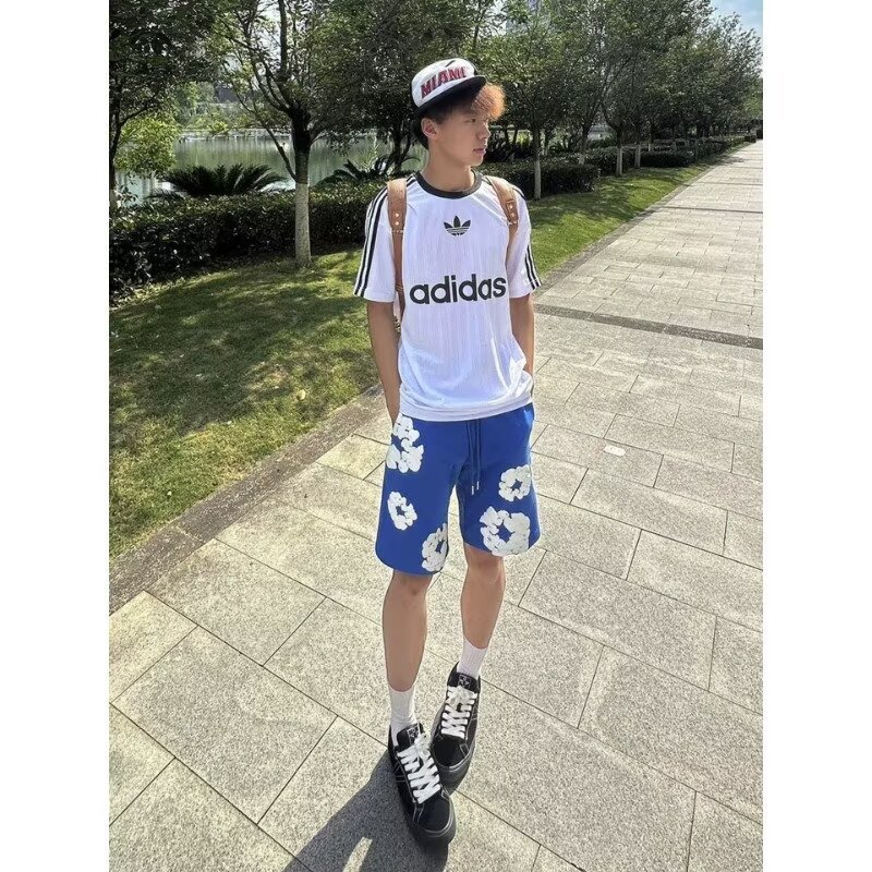 Adidas Clover ผู้ชายผู้หญิงรอบคอ Quick-Drying Breathable Stripes กีฬาลําลองเสื้อยืดแขนสั้น IM9459 IU