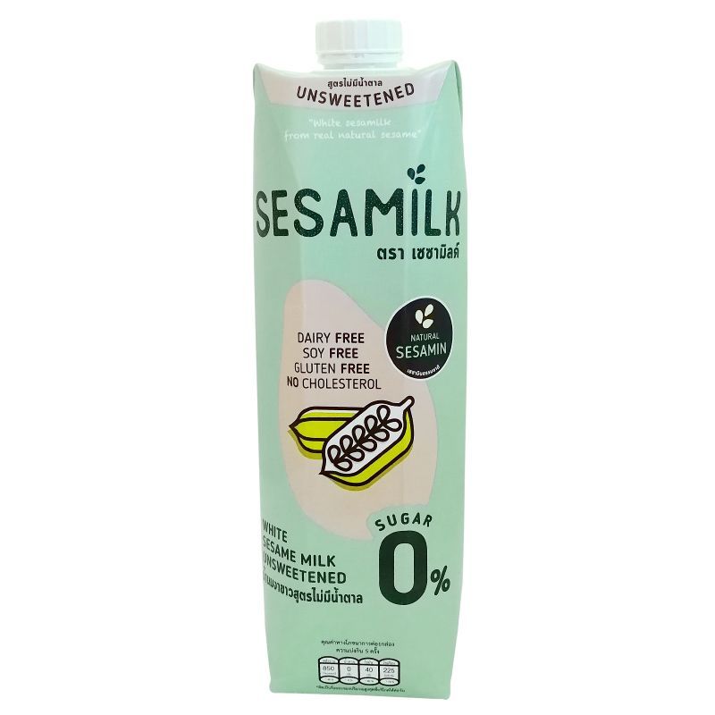 เซซามิลค์น้ำนมงาขาวสูตรไม่มีน้ำตาล 1000มล. Sesamilk White Sesame Milk Unsweetend 1000ml. [หมายเลขบาร์โค้ด 8859674200030]