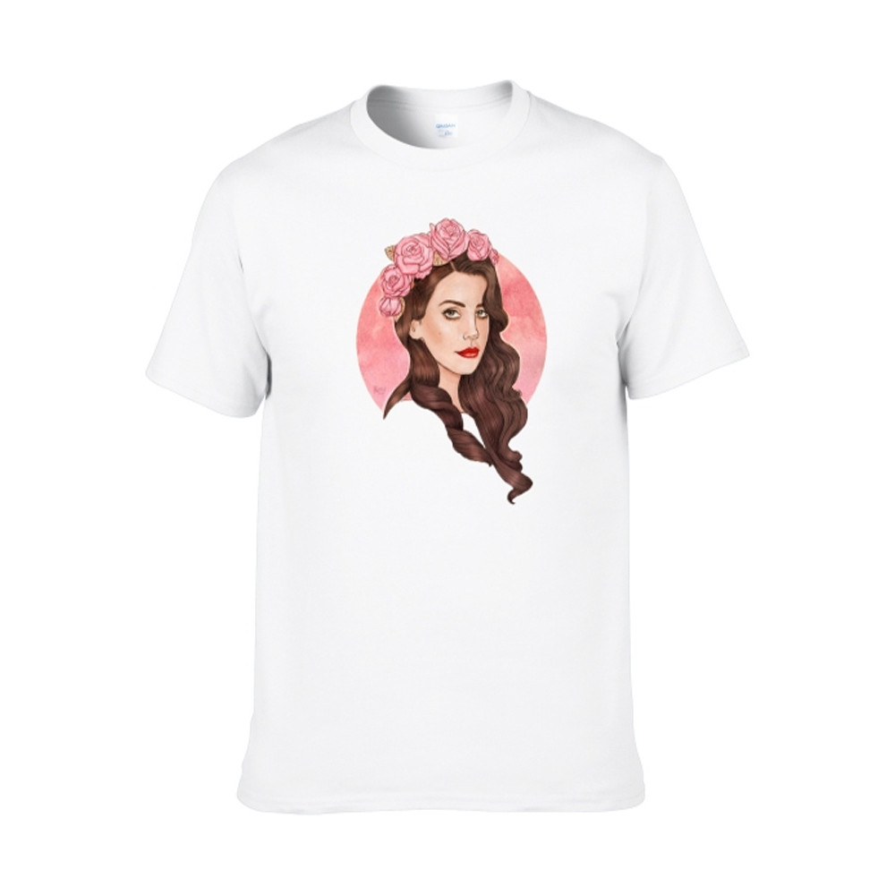 Lana Del Rey Hiding Lana Del Rey Lana Del Rey Peripheral Pure Cotton Loose Clothes Round Neck Short 