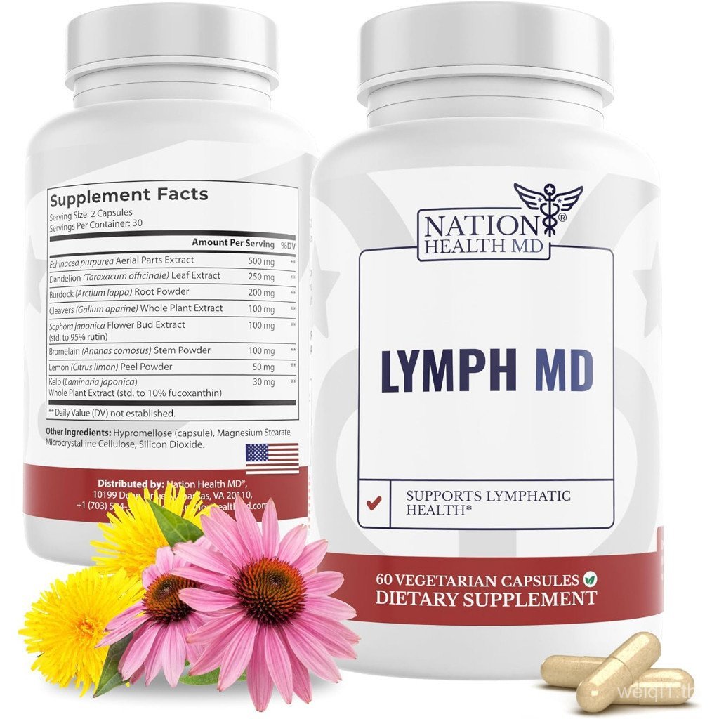 Lymph MD - อาหารเสริมระบายน้ําเหลือง - พร้อมบรมเกล้า, Echin, Root Burdock, Dandelion, Rutin, Kelp & 