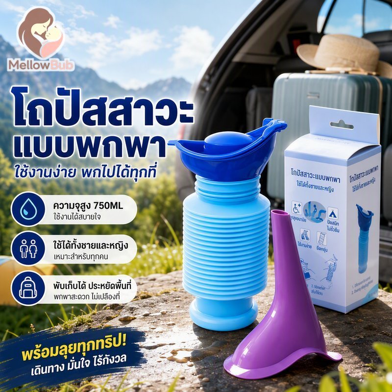 ขวดปัสสาวะแบบพกพาพับได้ 750ml Leakproof Sealed Wide Mouth Unisex Travel Camping