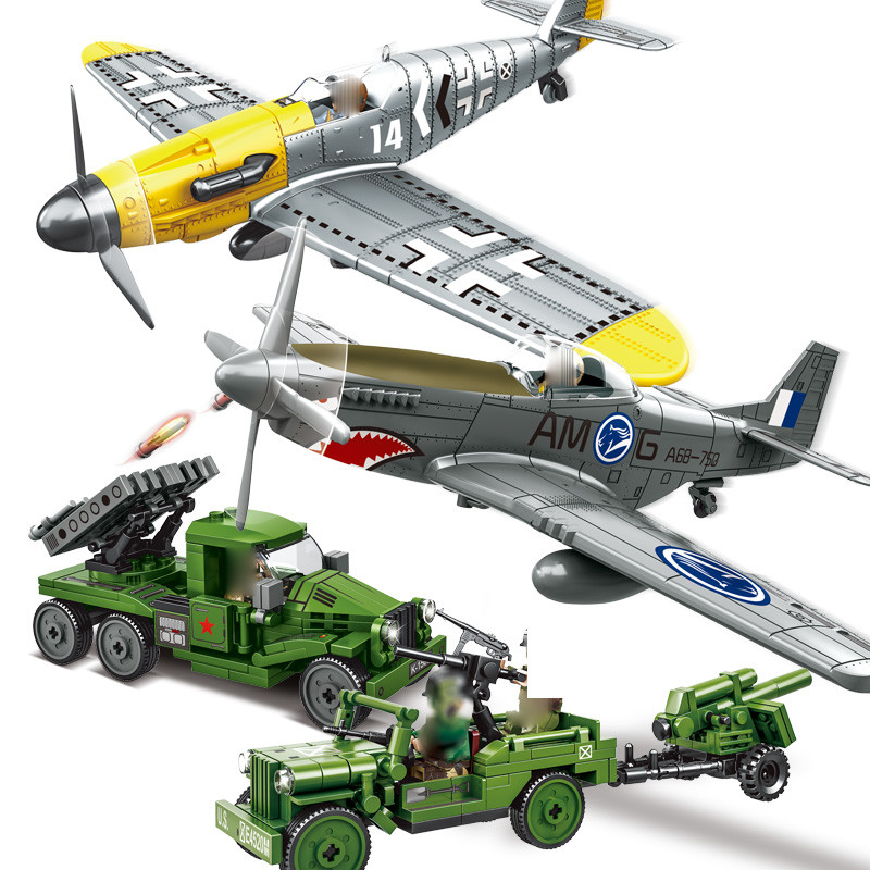 Fighter BF-109 Fighter Jet Aircraft US Warplane Blackbird Aircraft Building Block Set Building Block